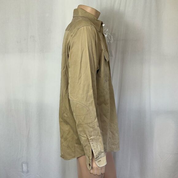 Rare Polo By Ralph Lauren Cotton Pheasant Patch Back Graphic Print Shirt Khaki L - Picture 7 of 17